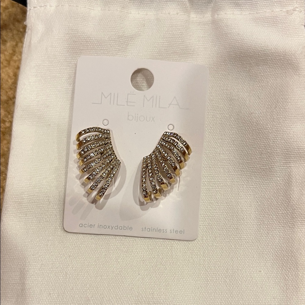 Gold and Silver Wing Earrings